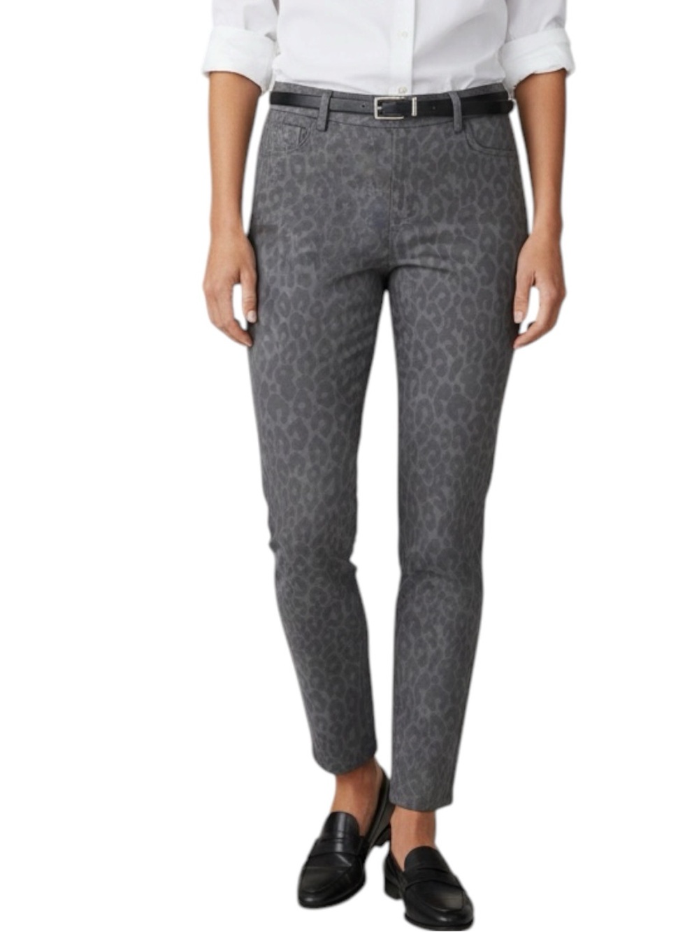 WORTH Gray Leopard Print Casual Ankle Pants Size 6 — QUIET LUXURY!!!!